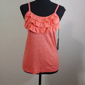 Chaser Boho Ruffle  Tank Top Cami Spaghetti Strap Small